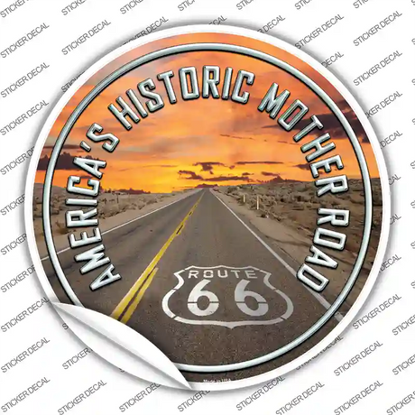 Mother Road Route 66 Novelty Circle Sticker Decal Small