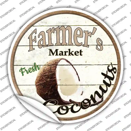 Farmers Market Coconut Novelty Circle Sticker Decal Small