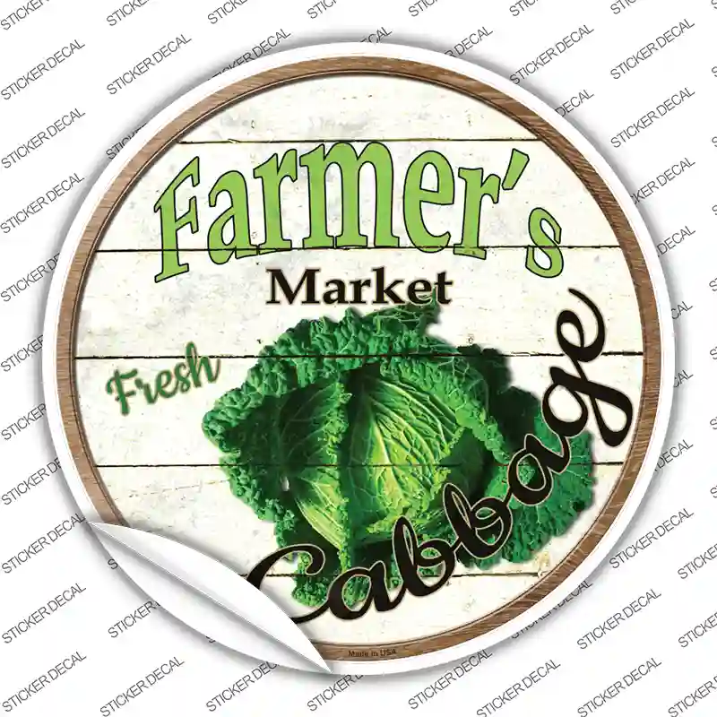 Farmers Market Cabbage Novelty Circle Sticker Decal Small