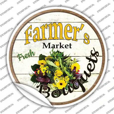 Farmers Market Bouquets Novelty Circle Sticker Decal Small