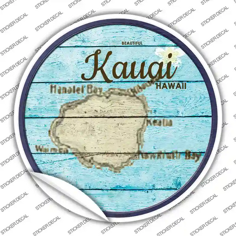 Kauai Hawaii Map Novelty Circle Sticker Decal Small