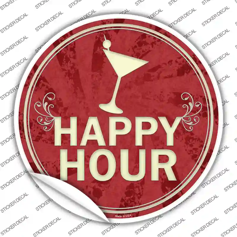 Happy Hour Novelty Circle Sticker Decal Small