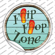 Orange Flip Flop Zone Novelty Circle Sticker Decal Small