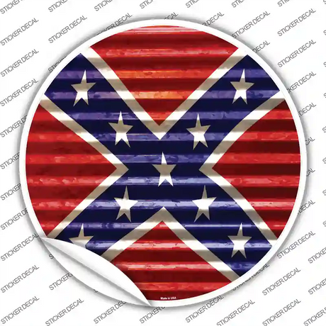 Confederate Flag Wavy Novelty Circle Sticker Decal Small