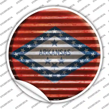 Arkansas Flag Corrugated Novelty Circle Sticker Decal Small