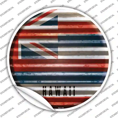 Hawaii Flag Corrugated Novelty Circle Sticker Decal Small