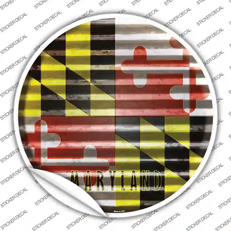 Maryland Flag Corrugated Novelty Circle Sticker Decal Small