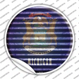 Michigan Flag Corrugated Novelty Circle Sticker Decal Small