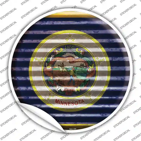 Minnesota Flag Corrugated Novelty Circle Sticker Decal Small