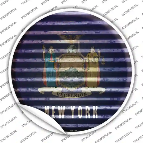 New York Flag Corrugated Novelty Circle Sticker Decal Small