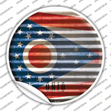 Ohio Flag Corrugated Novelty Circle Sticker Decal Small