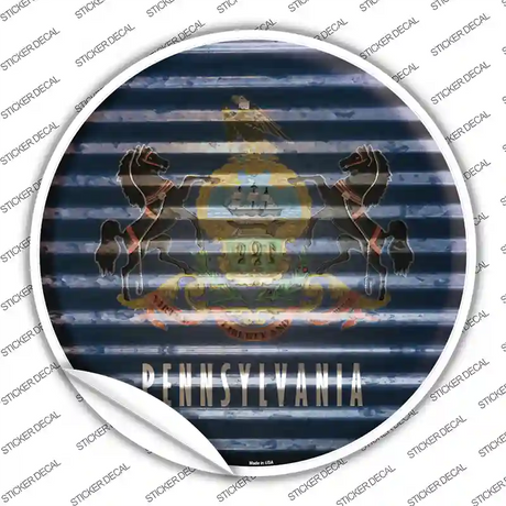 Pennsylvania Flag Corrugated Novelty Circle Sticker Decal Small