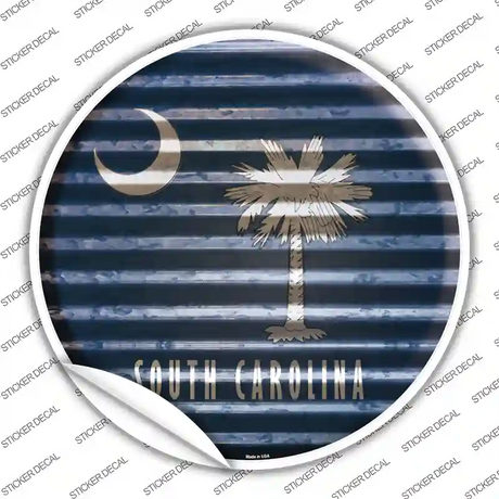 South Carolina Flag Corrugated Novelty Circle Sticker Decal Small