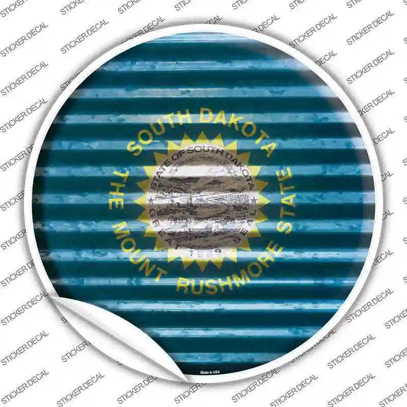 South Dakota Flag Corrugated Novelty Circle Sticker Decal