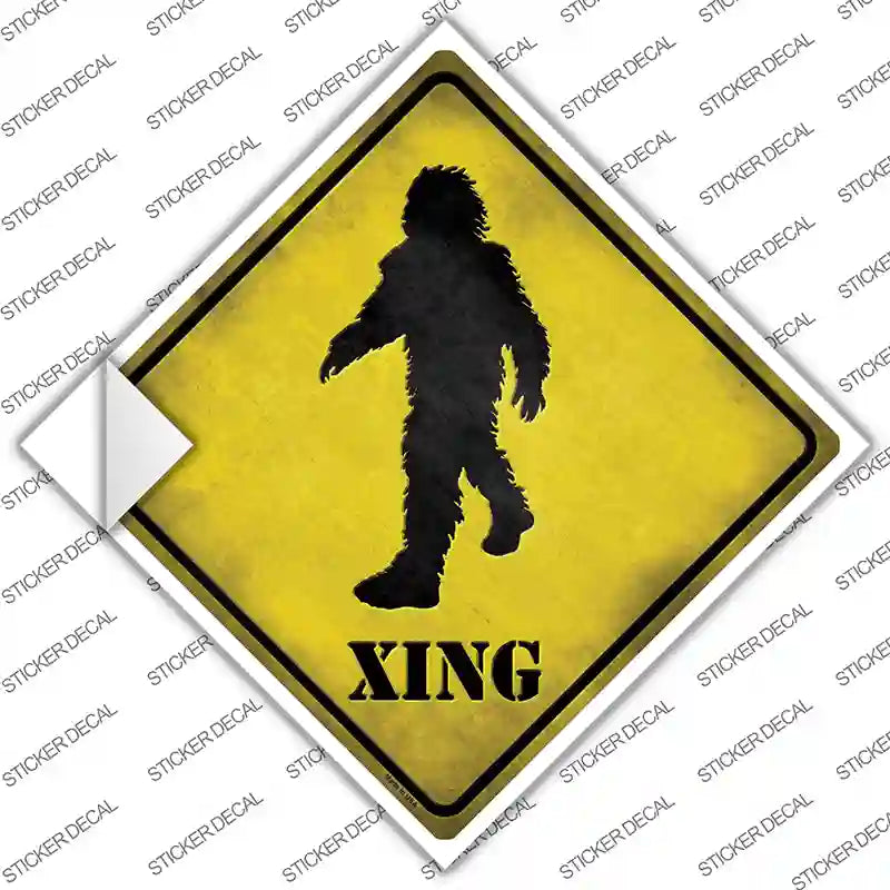 Bigfoot Xing Novelty Diamond Sticker Decal Small