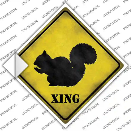 Squirrel Xing Novelty Diamond Sticker Decal Small