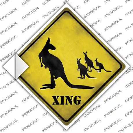 Kangaroo Xing Novelty Diamond Sticker Decal Small