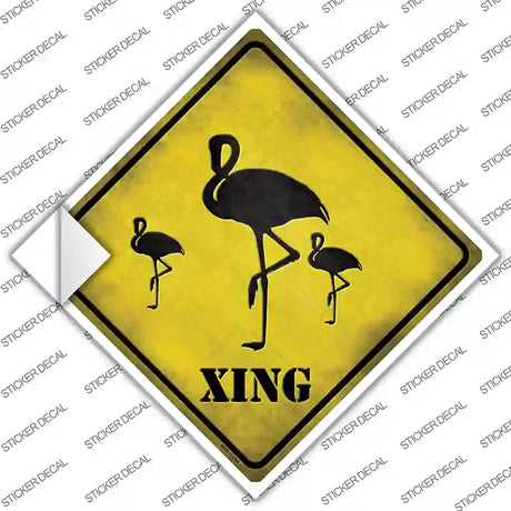 Flamingos Xing Novelty Diamond Sticker Decal Small