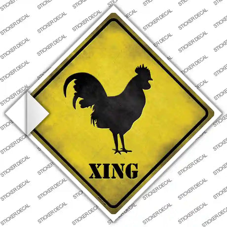 Rooster Xing Novelty Diamond Sticker Decal Small