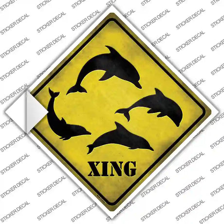 Dolphins Xing Novelty Diamond Sticker Decal Small