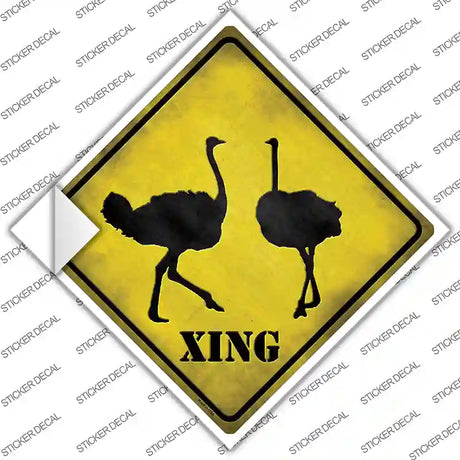 Ostrich Xing Novelty Diamond Sticker Decal Small