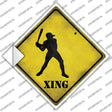 Baseball Xing Novelty Diamond Sticker Decal Small