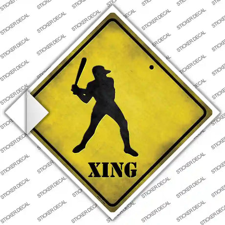 Baseball Xing Novelty Diamond Sticker Decal Small