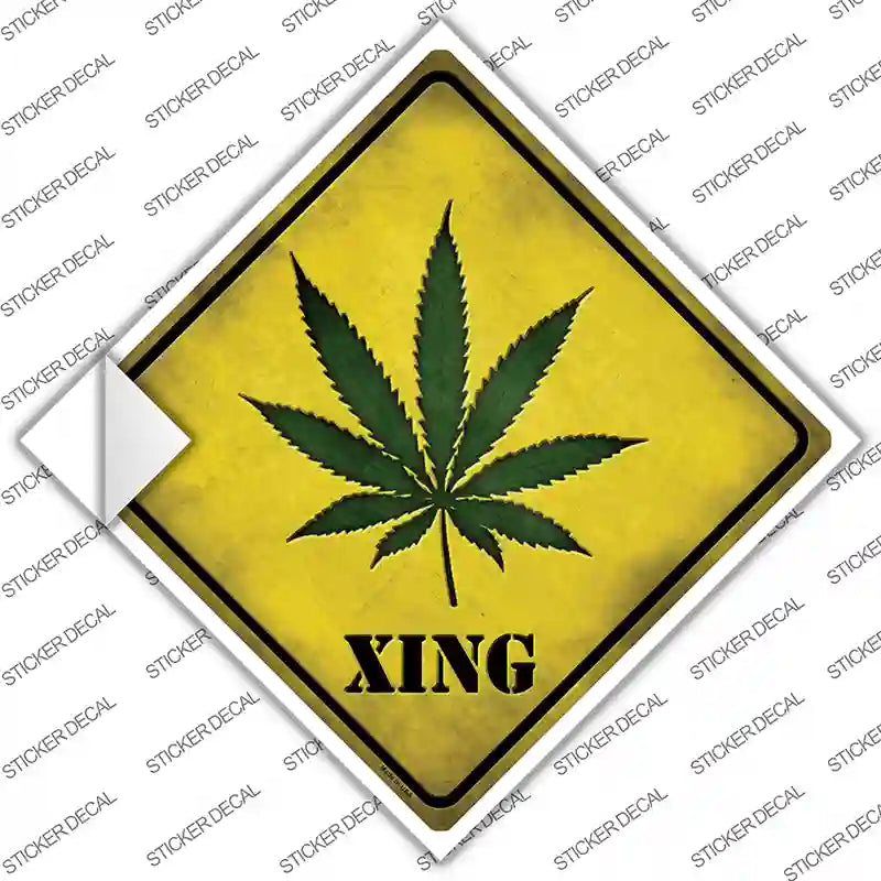 Cannabis Xing Novelty Diamond Sticker Decal Small