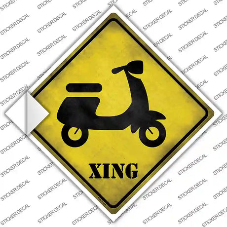 Moped Xing Novelty Diamond Sticker Decal Small