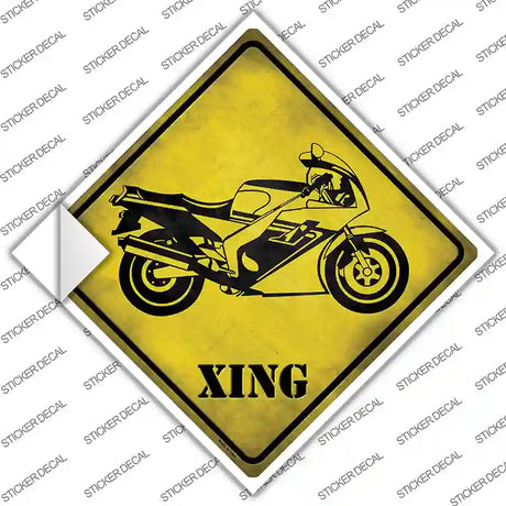 High Speed Motorcycle Xing Novelty Diamond Sticker Decal Small