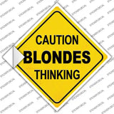 Caution Blondes Thinking Novelty Diamond Sticker Decal Small