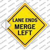 Lane Ends Merge Left Novelty Diamond Sticker Decal