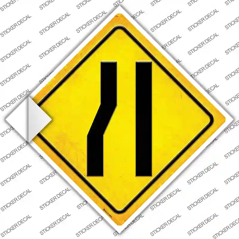 Lane Ends Left Novelty Diamond Sticker Decal