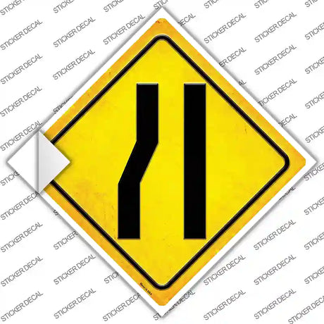 Lane Ends Left Novelty Diamond Sticker Decal