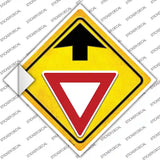 Yield Ahead Textured Novelty Diamond Sticker Decal