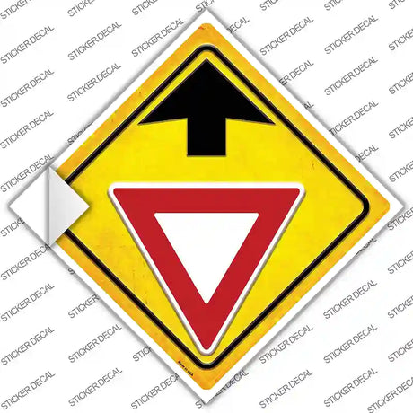 Yield Ahead Textured Novelty Diamond Sticker Decal