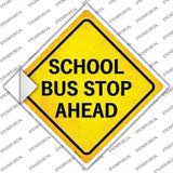 School Bus Stop Ahead Novelty Diamond Sticker Decal