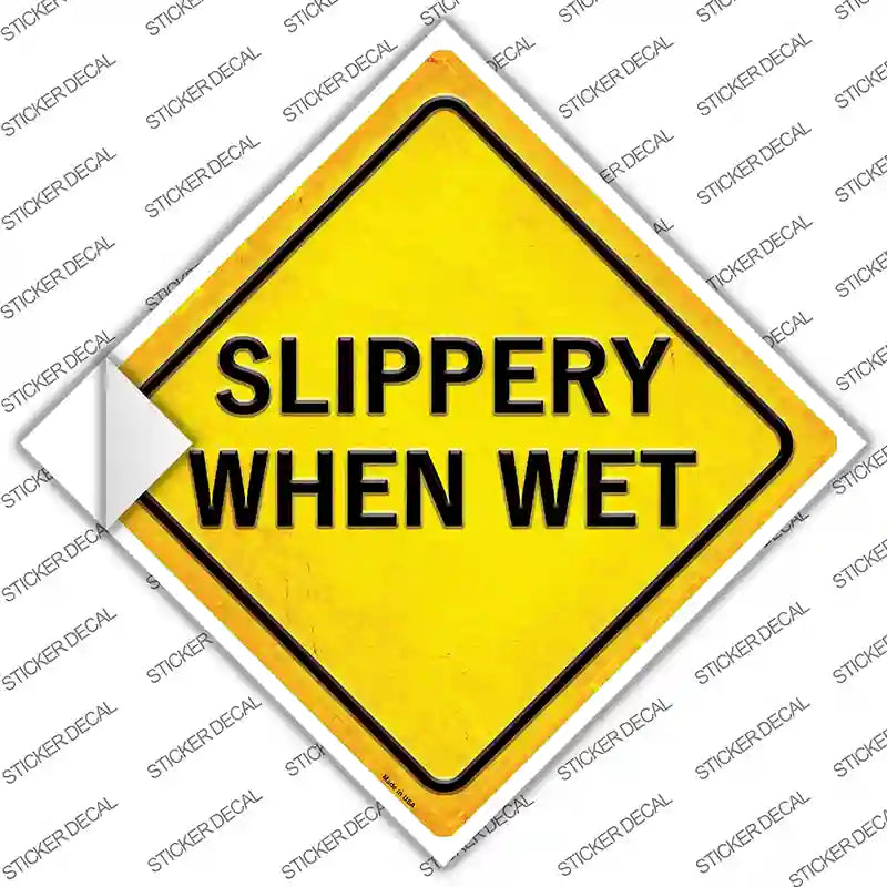 Slippery When Wet Novelty Diamond Sticker Decal