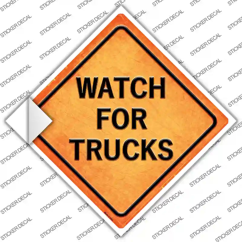 Watch For Trucks Novelty Diamond Sticker Decal