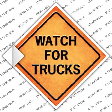Watch For Trucks Novelty Diamond Sticker Decal