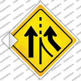 Lane Merging Novelty Diamond Sticker Decal