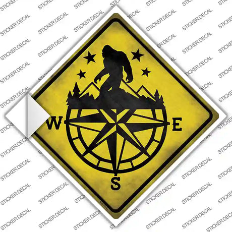 Bigfoot Compass Novelty Diamond Sticker Decal Small