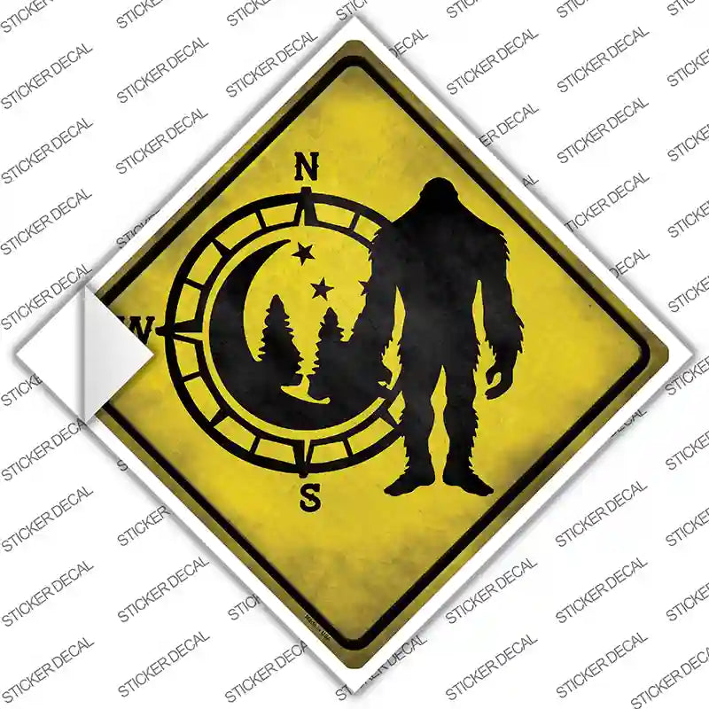 Bigfoot Wilderness Compass Novelty Diamond Sticker Decal Small