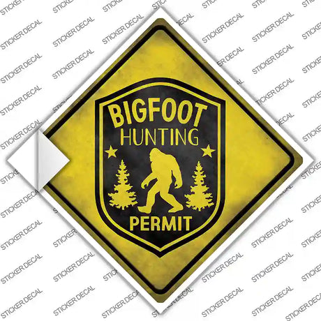 Bigfoot Hunting Permit Novelty Diamond Sticker Decal Small