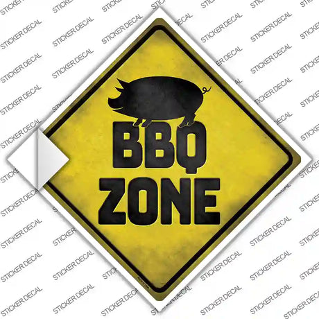 BBQ Zone Pig Novelty Diamond Sticker Decal Small