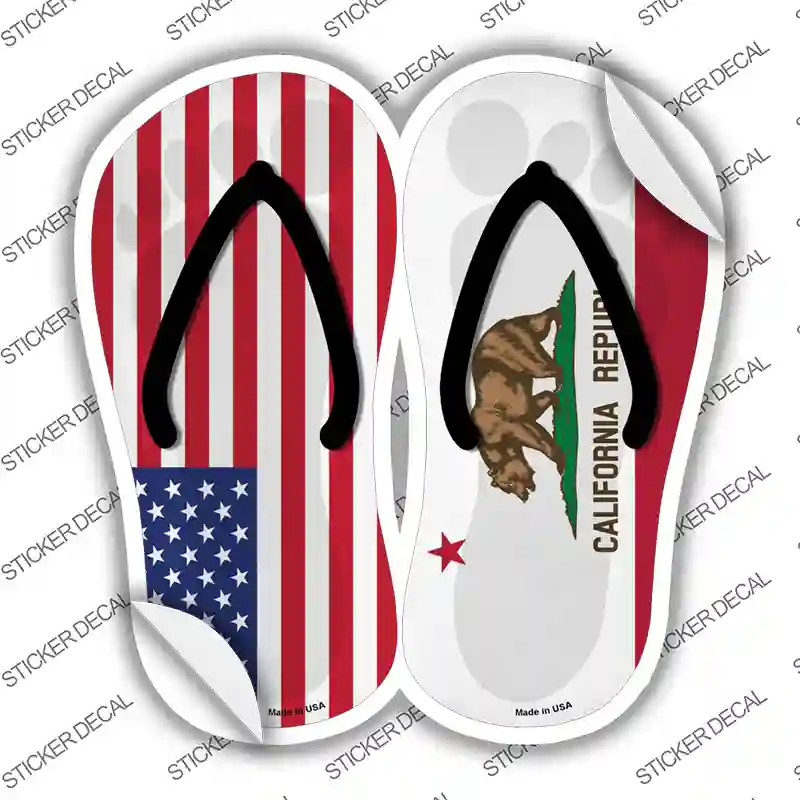 USA|California Flag Novelty Flip Flops Sticker Decal Small