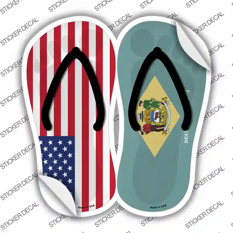 USA|Delaware Flag Novelty Flip Flops Sticker Decal Small