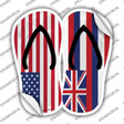 USA|Hawaii Flag Novelty Flip Flops Sticker Decal Small