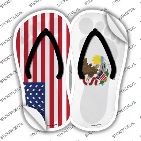 USA|Illinois Flag Novelty Flip Flops Sticker Decal Small