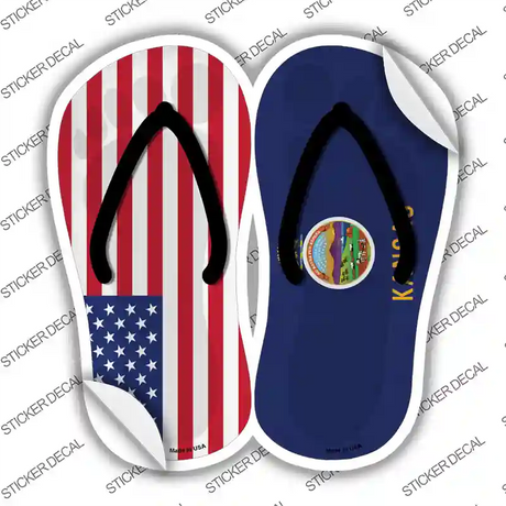 USA|Kansas Flag Novelty Flip Flops Sticker Decal Small